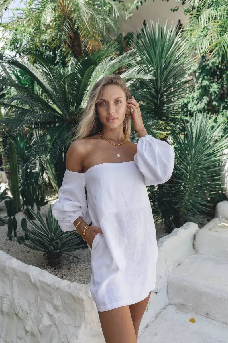 Maurie and Eve Acme Off Shoulder Dress White Size 10 photo 3