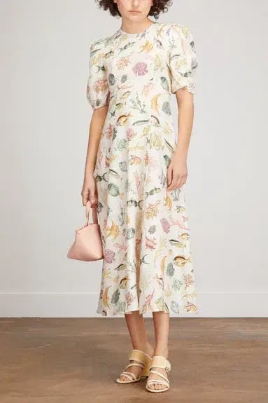 Alemais Wanda Linen Midi Dress Fish Underwater Size 10 photo 2