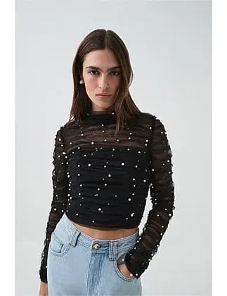 Aje Juniper Crop Top Black Size 8 photo 2