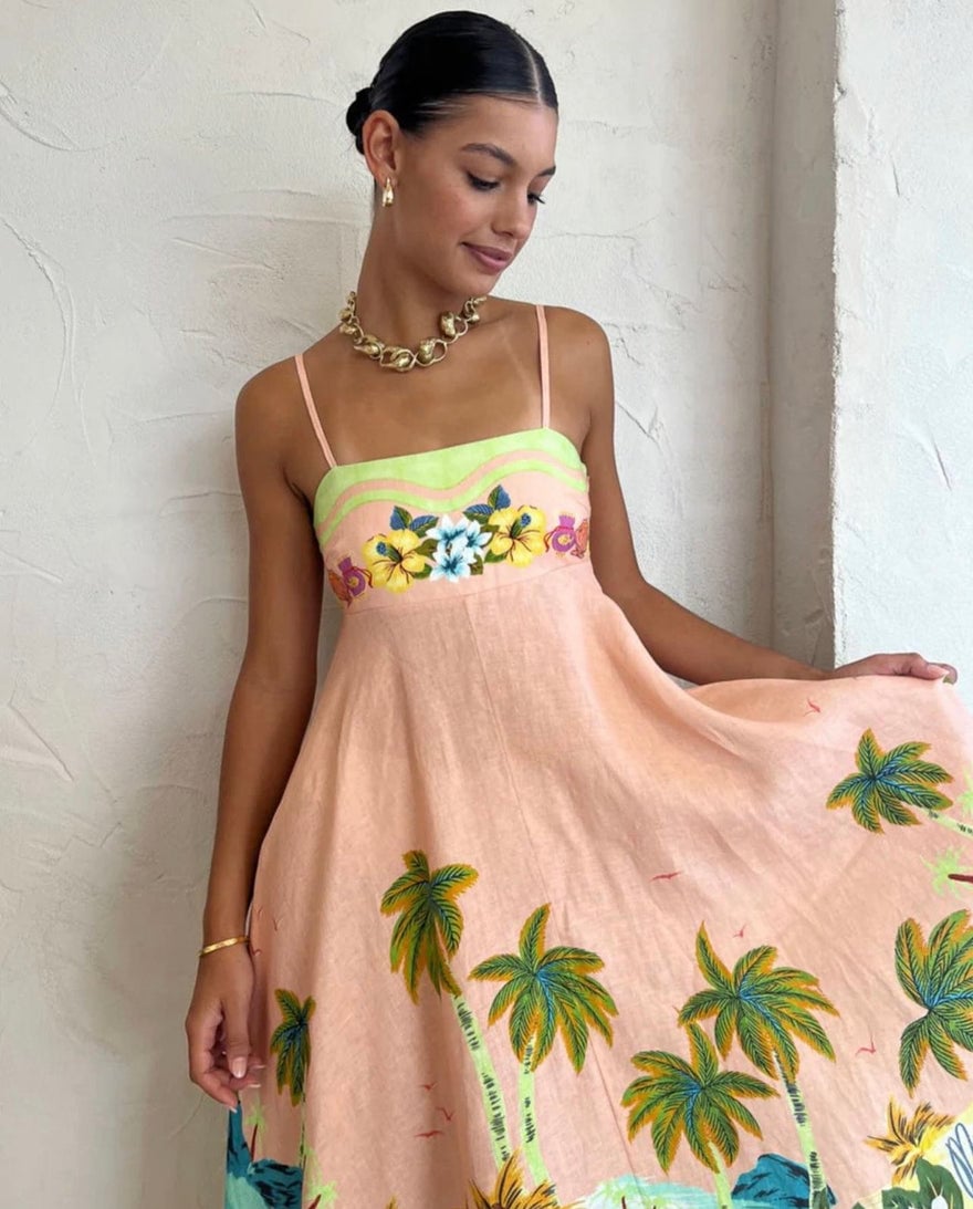 Alemais Mermaid Point Sundress In Guava photo 2