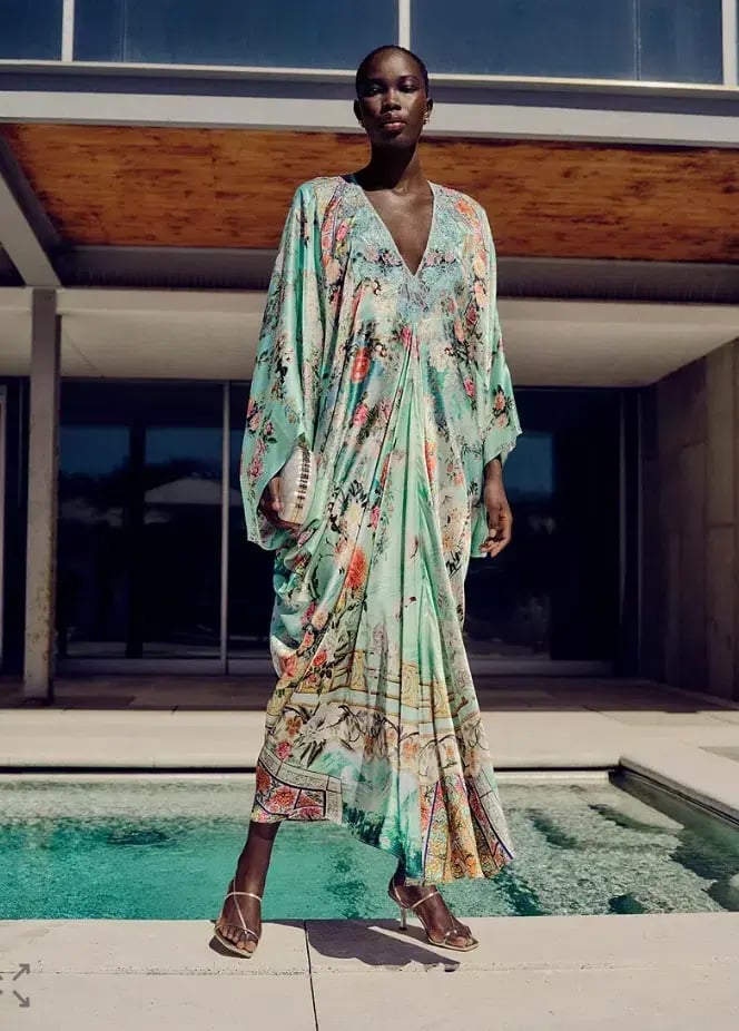 Camilla T Shape Long Kaftan The Jewellery Museum One Size Silk Dress photo 2