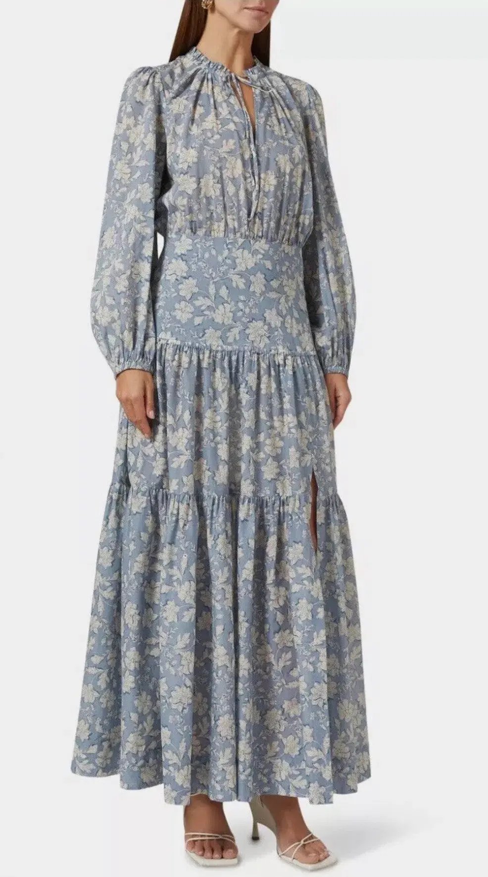 Bec & Bridge Floral Skies Full Bell Sleeve Maxi Dress Blue Size 8 photo 6
