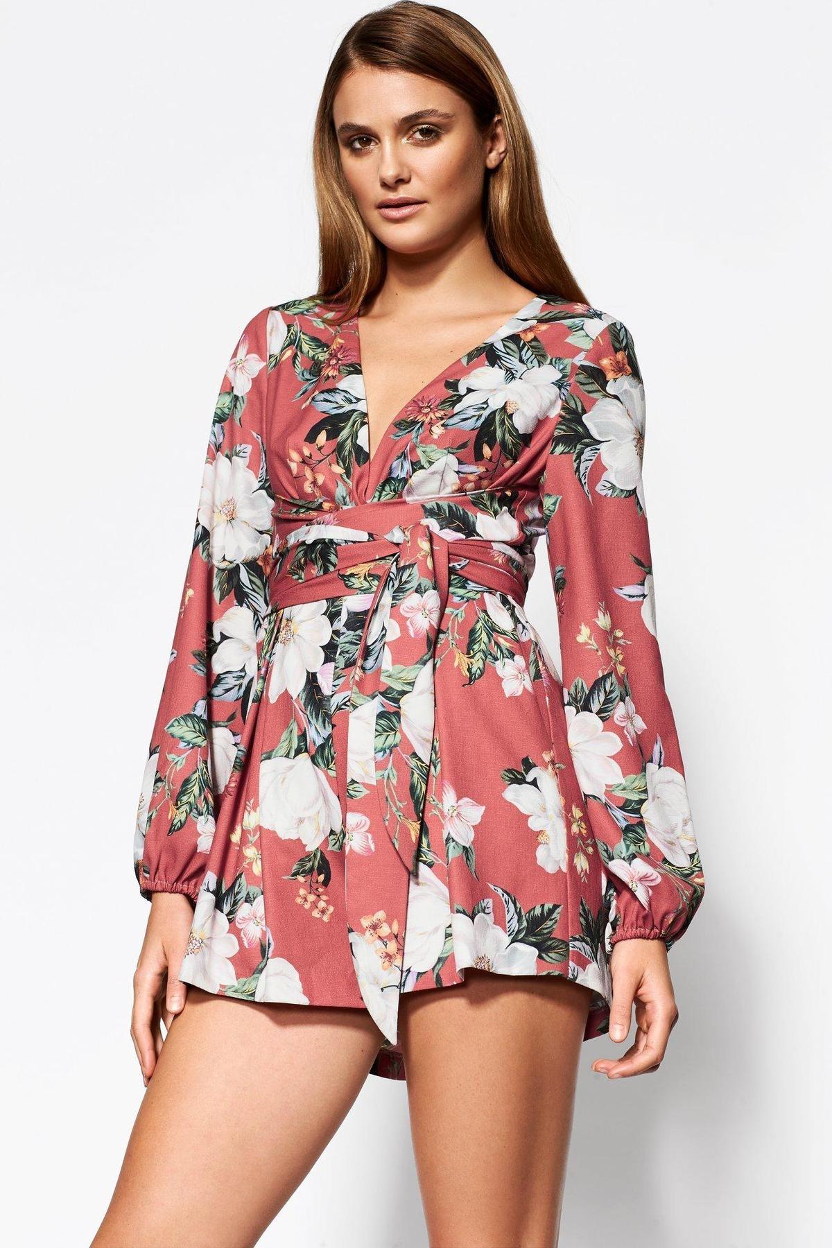 Sheike Florence Orange Floral Jumpsuit Playsuit Size 8 photo 2