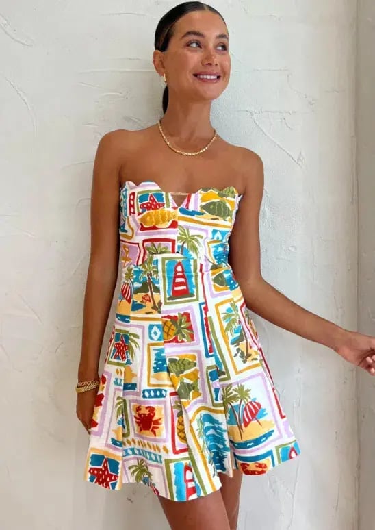 By Nicola Nautical Strapless Mini Dress In Summer Vacation Size 10 photo 2