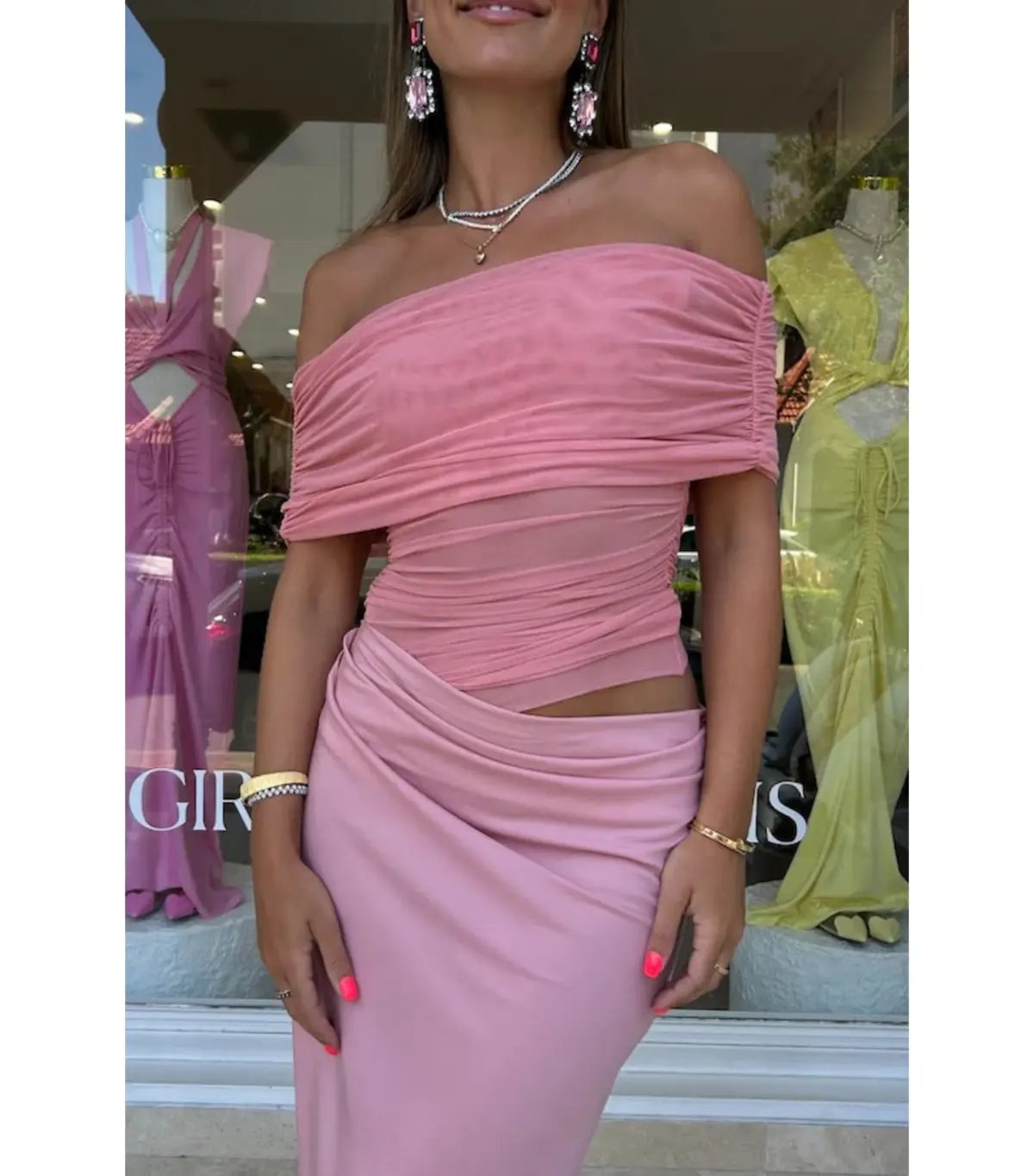 Benni Nico Off Shoulder Maxi Dress Candy Floss Pink Size AU 6 photo 2