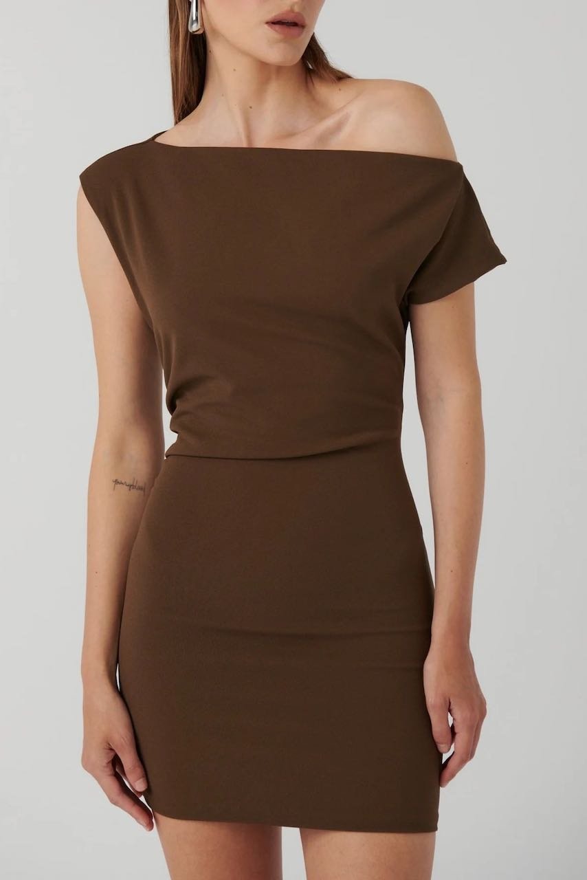 EFFIE KATS SHENISE MINI DRESS - MOCHA photo 2