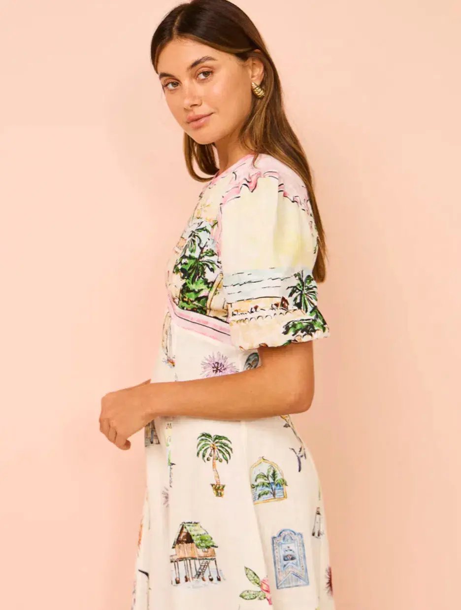 Alemais Sunset Midi Dress Print Size 10 photo 3