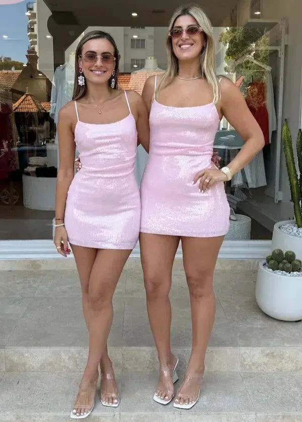 Benni Juliano Sequin Mini Dress Candy Floss Pink Size AU 10 photo 4
