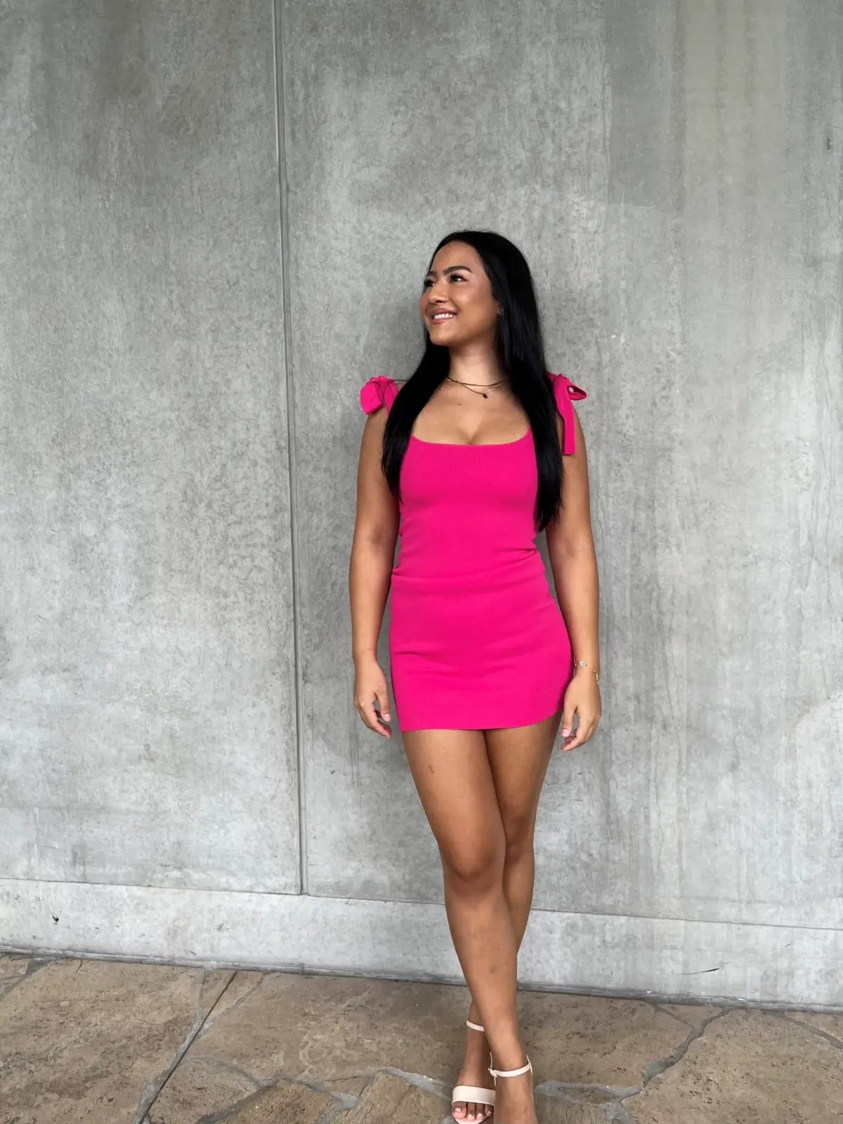 By Johnny Tie up Knit Mini Dress Hot Pink Size S / AU 8 photo 2