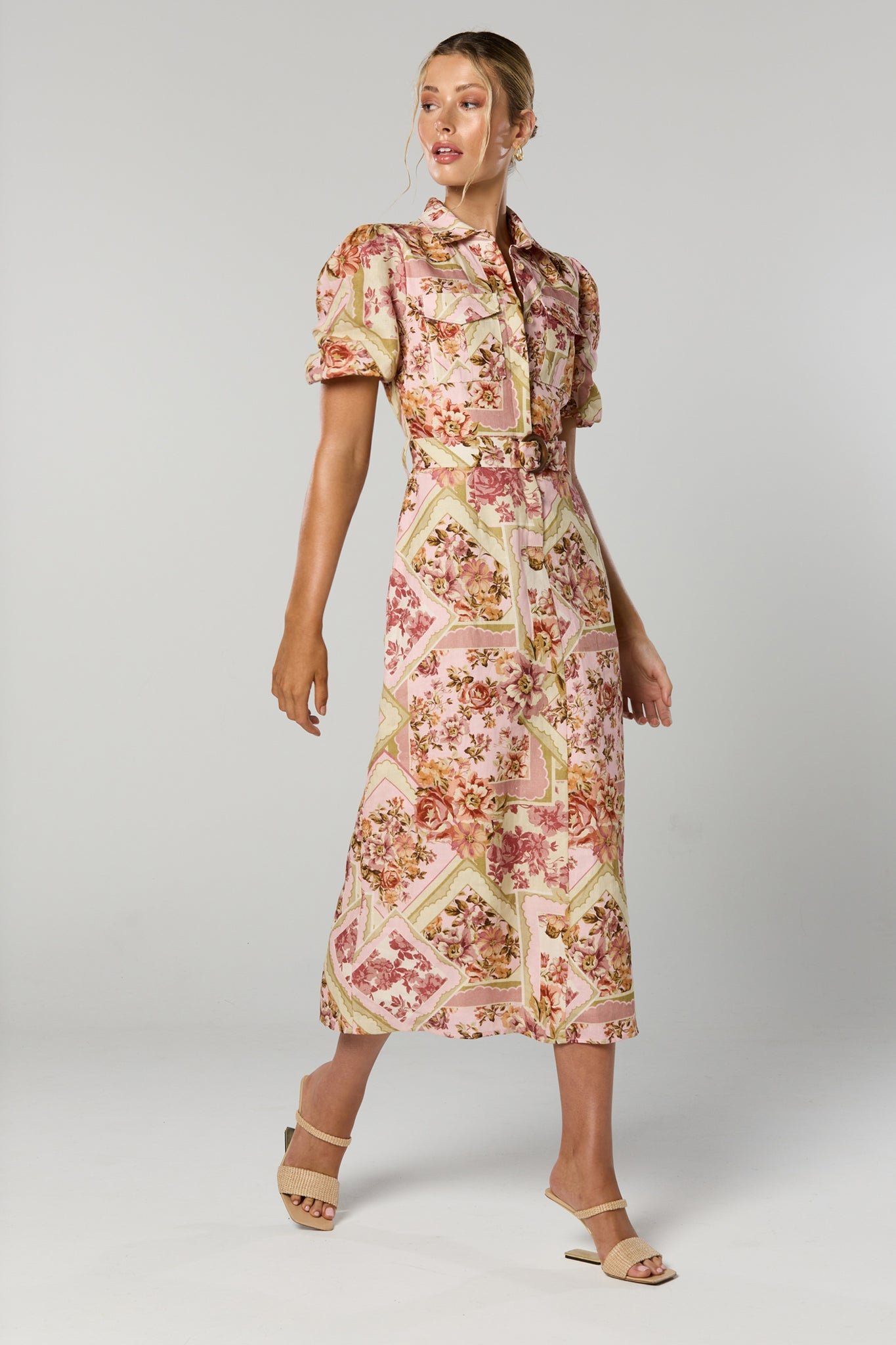 WINONA VAUGHN BELTED MIDI DRESS - PRINT photo 2