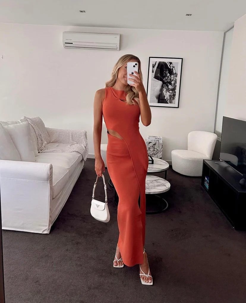 Sir The Label Nadja Cut Out Maxi Dress - Coral photo 3