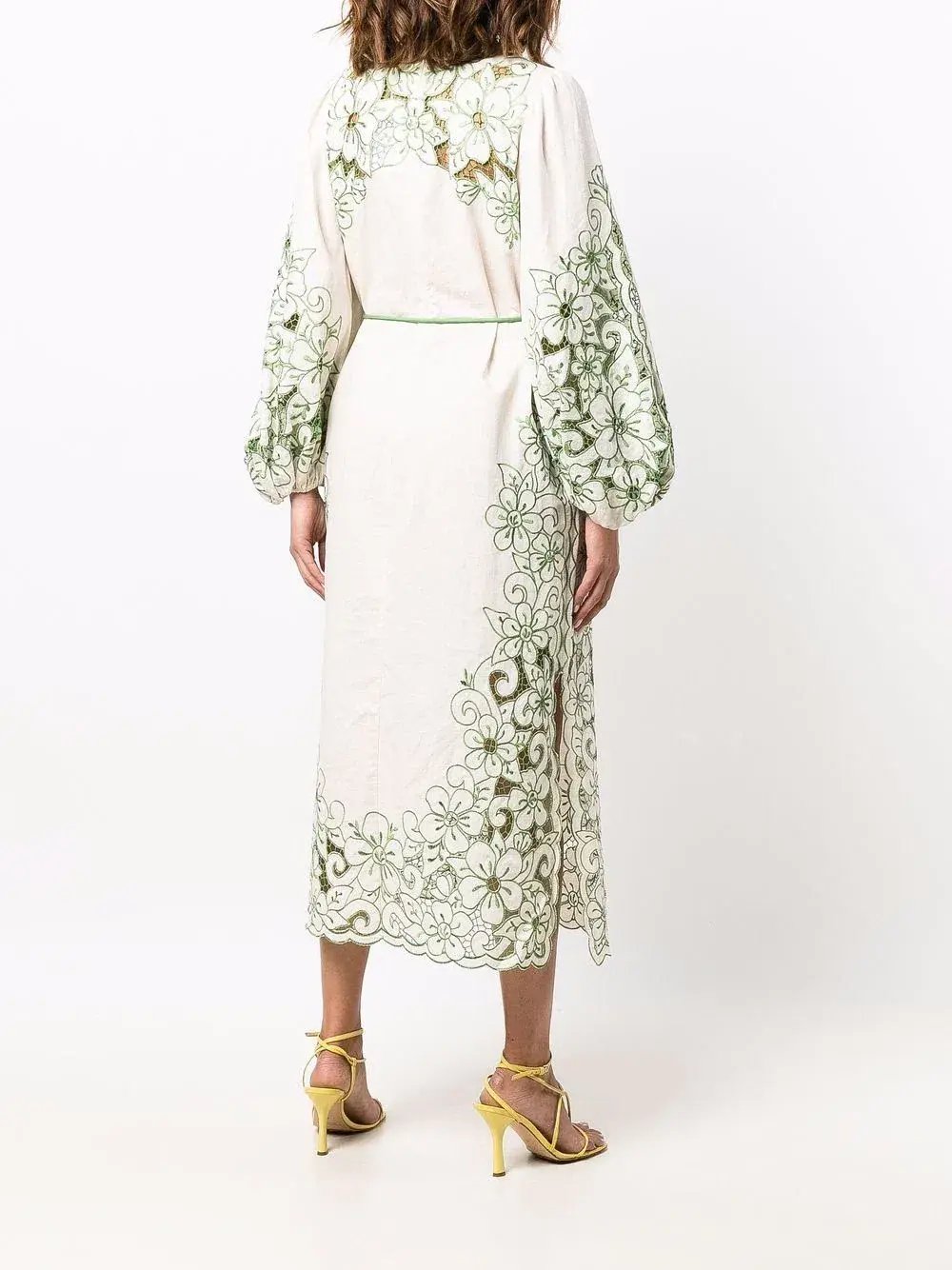 Zimmermann Teddy Floral Midi Dress Cream/Green Size 2 photo 3