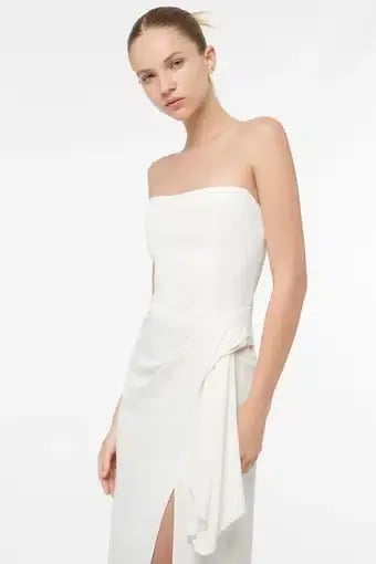 Manning Cartell Asymmetrical Games Strapless Gown White Size 12 photo 2