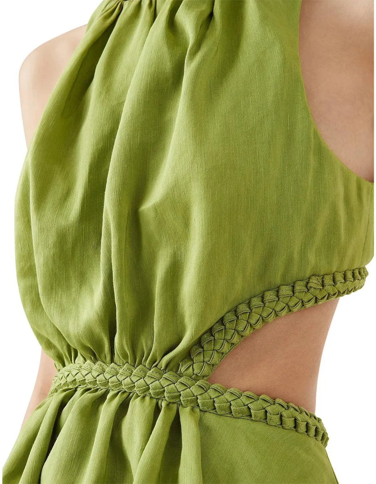 Aje Voyage Braided Cut Out Mini Dress Green Size AU 6 photo 4
