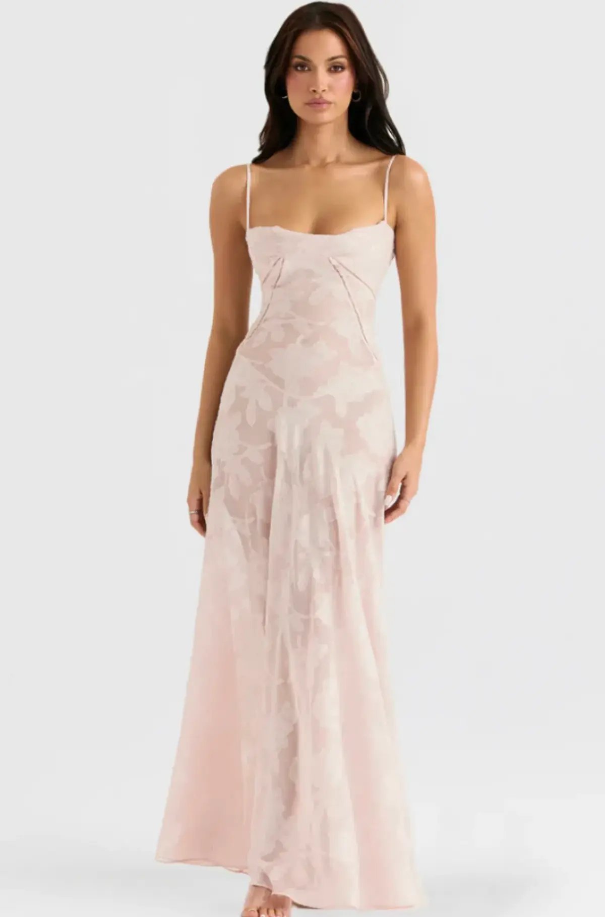 House of CB Seren Lace Back Maxi Dress Soft Pink Floral Size M / 10 photo 2