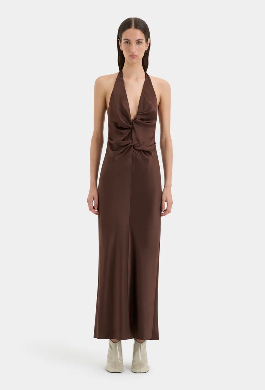 Sir The Label Como Twist Dress In Chocolate photo 2