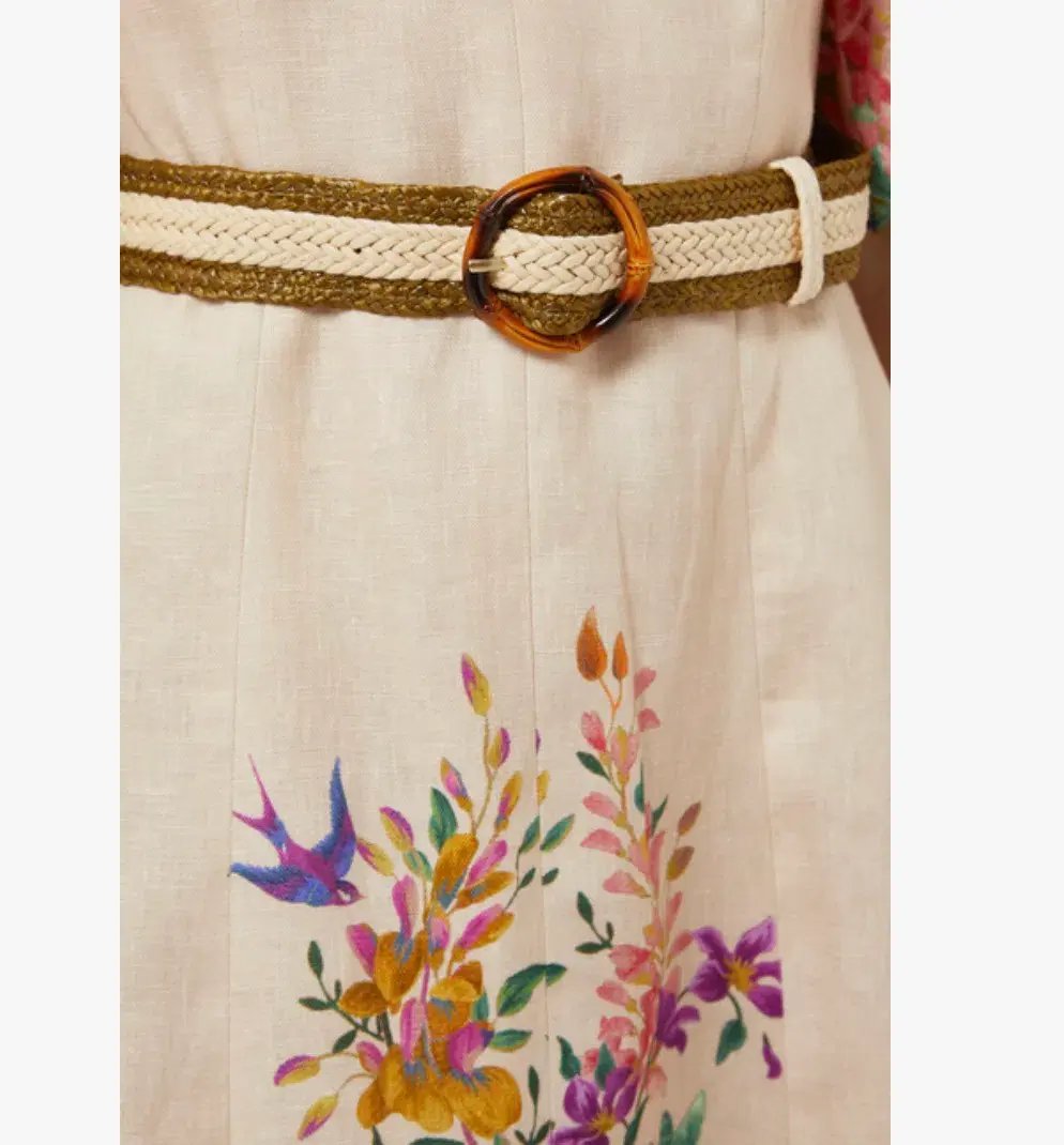 Zimmermann Tropicana Tie Sleeve Midi Dress Cream Floral Size 0P / AU 6 photo 3