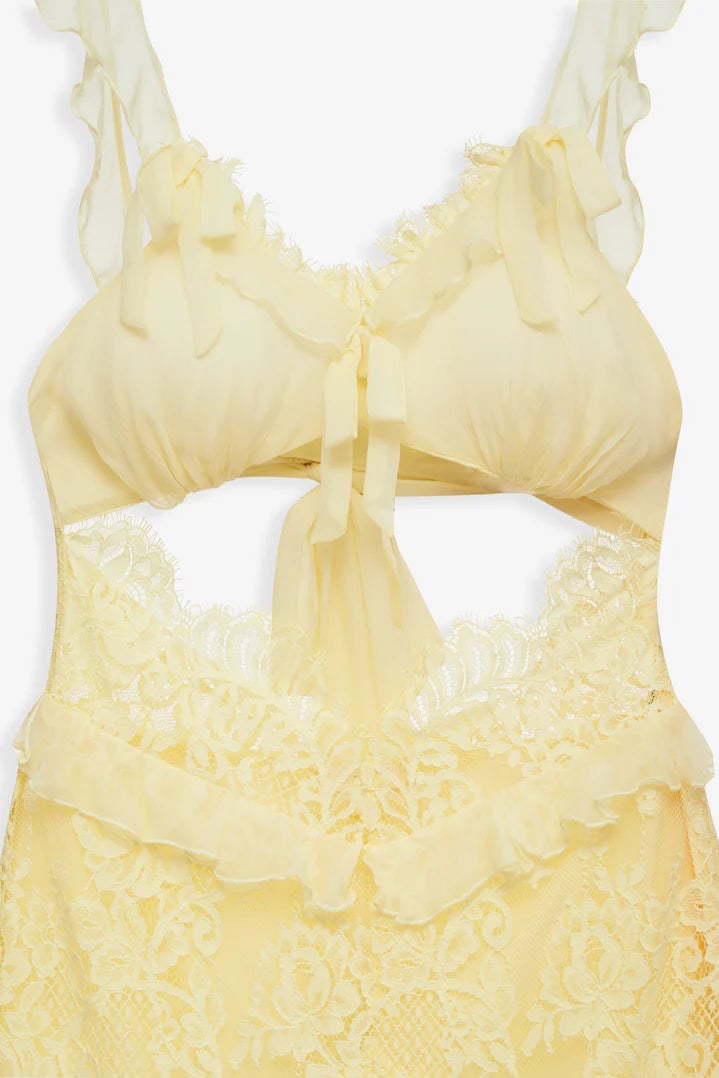 FOR LOVE & LEMONS MILENA LACE MAXI DRESS - YELLOW photo 5