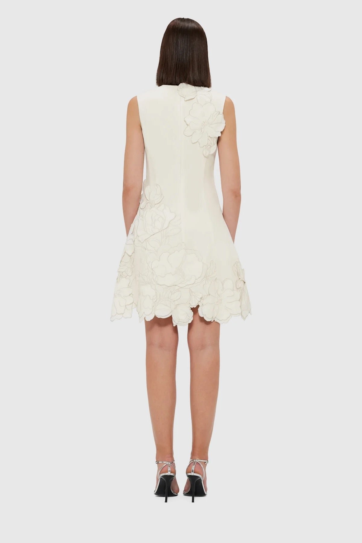 LEO LIN CHLOE APPLIQUÉ SLEEVELESS MINI DRESS - VANILLA photo 4