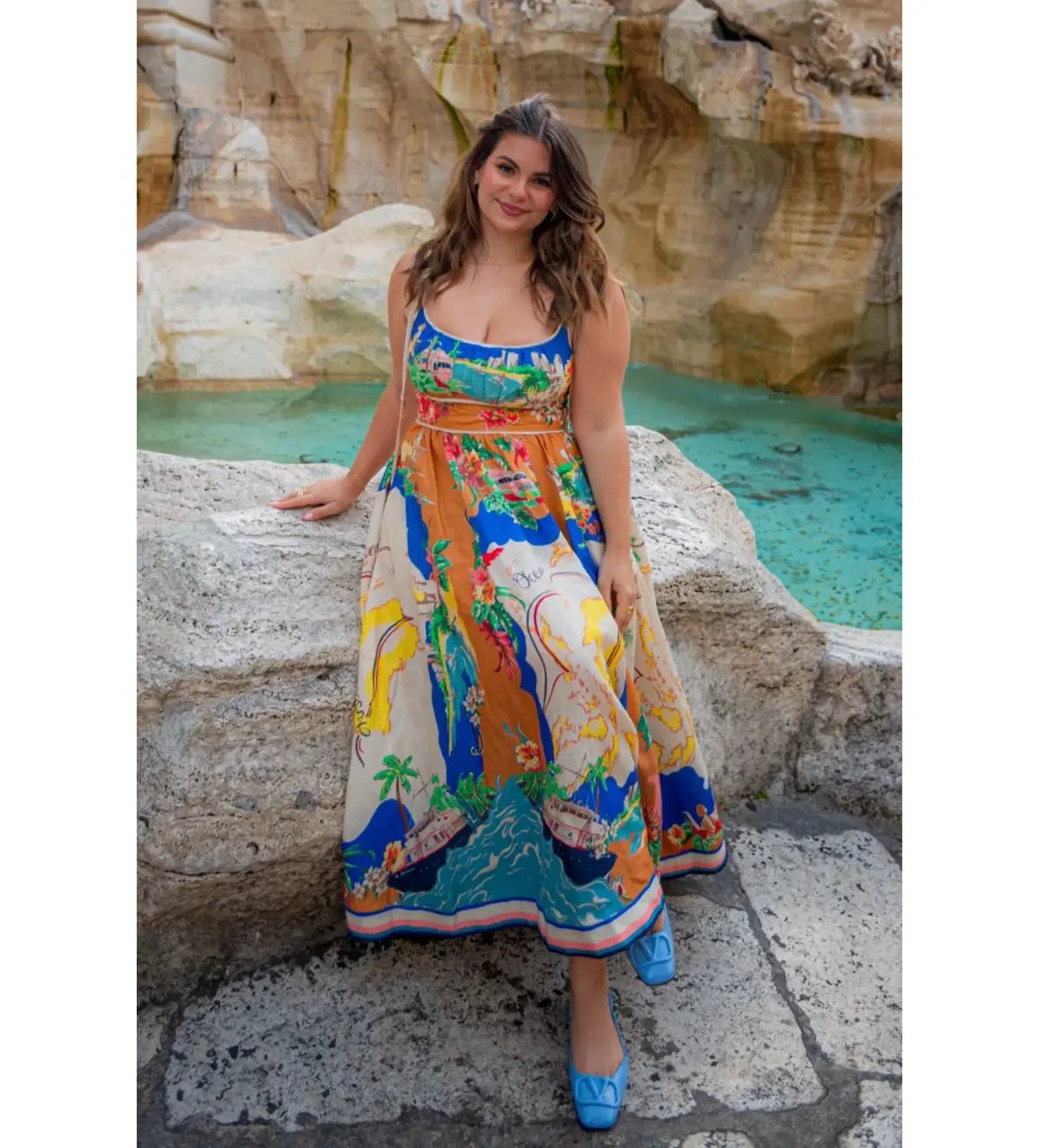 Zimmermann Alight Picnic Midi Dress Nautical Map Size 4 / AU 16 photo 3
