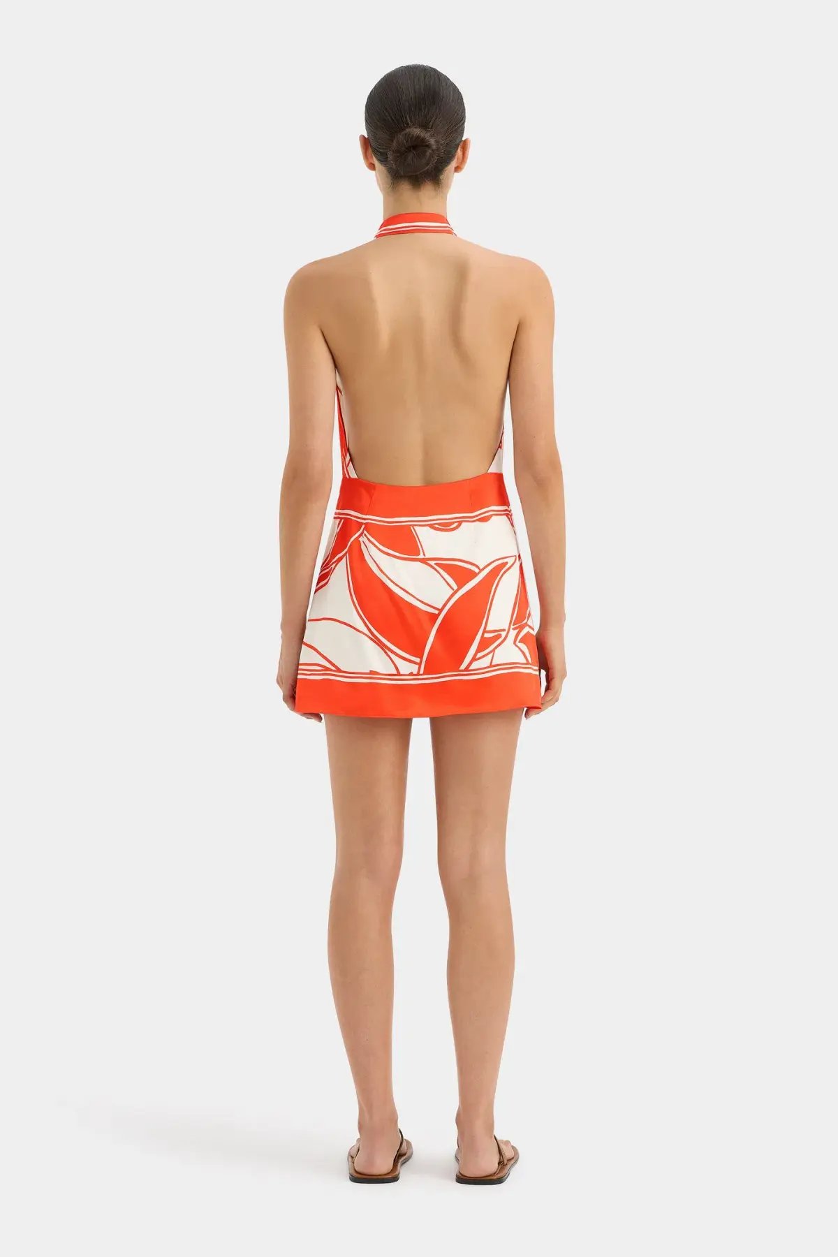 Sir the Label Ramona Wrap Halter Mini Dress Orange Print Size 0/ AU 6 photo 2