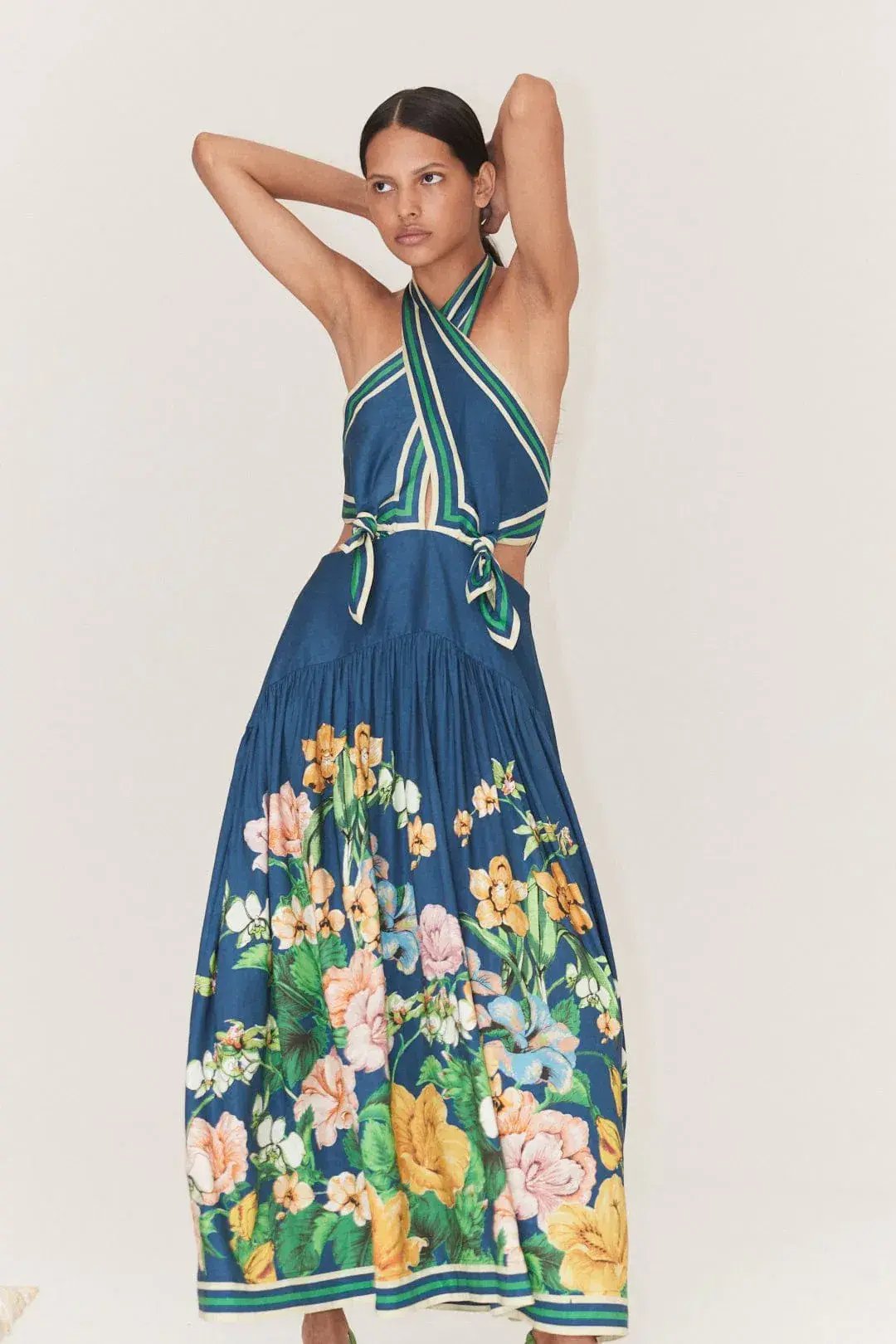 Alemais Lyla Halter Midi Dress in Royal Blue Cutout Size AU 12 photo 7