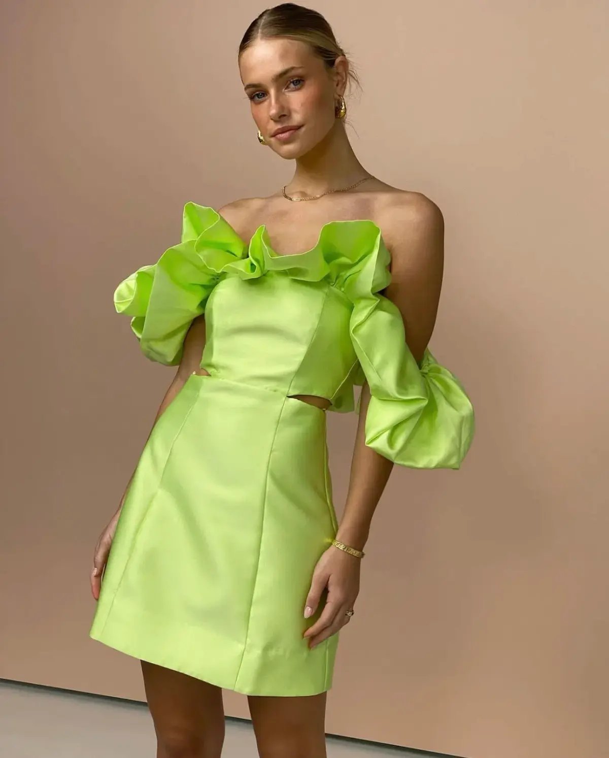 Alemais Suzi Off Shoulder Midi Dress Green Size 10 photo 4
