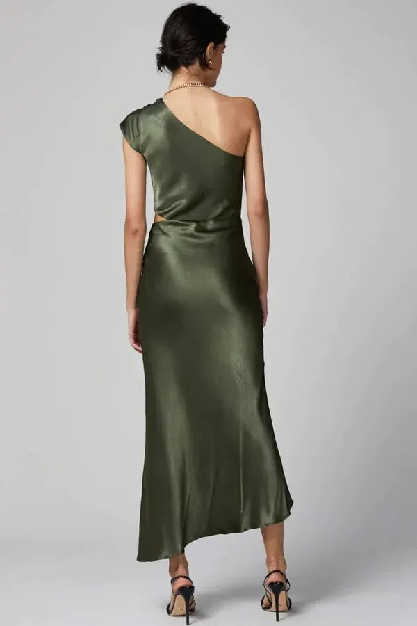 Bec & Bridge Delphine Asymmetric Midi Dress Fern Size 8 photo 3