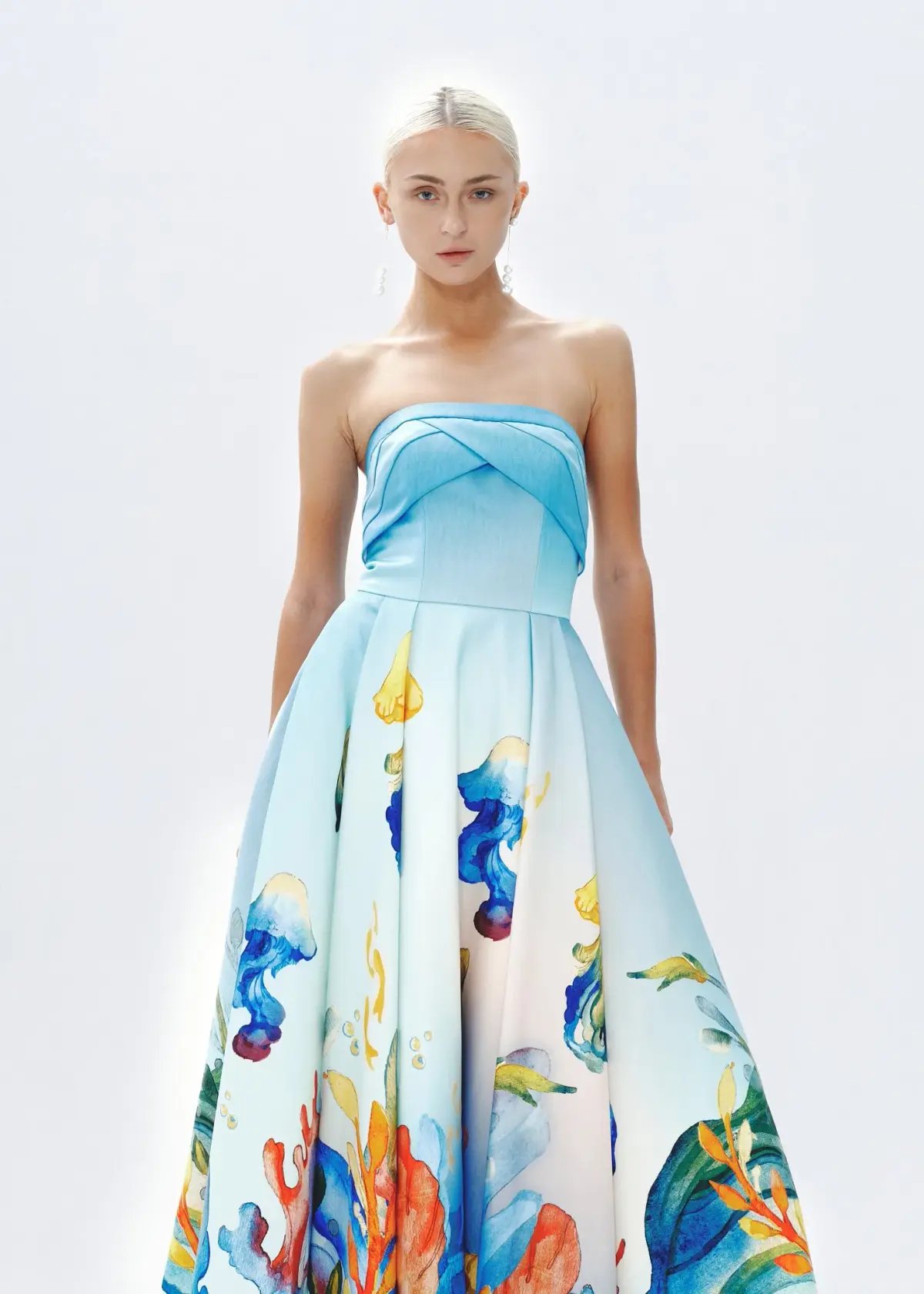 Justin Tong Aquarelle Midi Dress Multi Size 14 photo 3