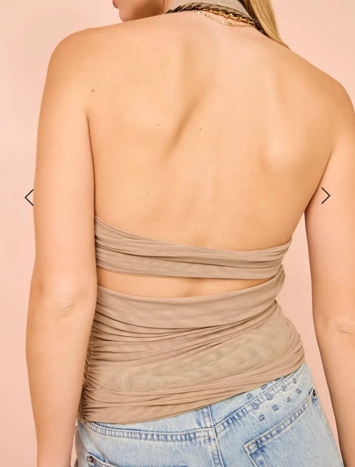 Bec & Bridge Wave Crush Halter Top Taupe Size 8 photo 3