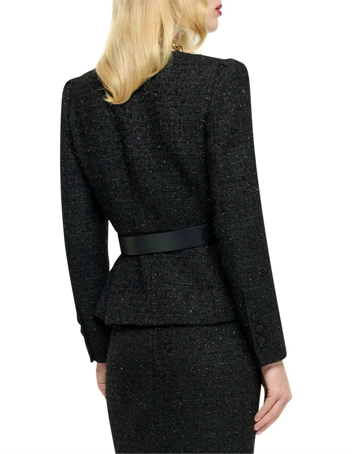 Roland Mouret Long Sleeve Round Neck Boucle Jacket in Black Size photo 3