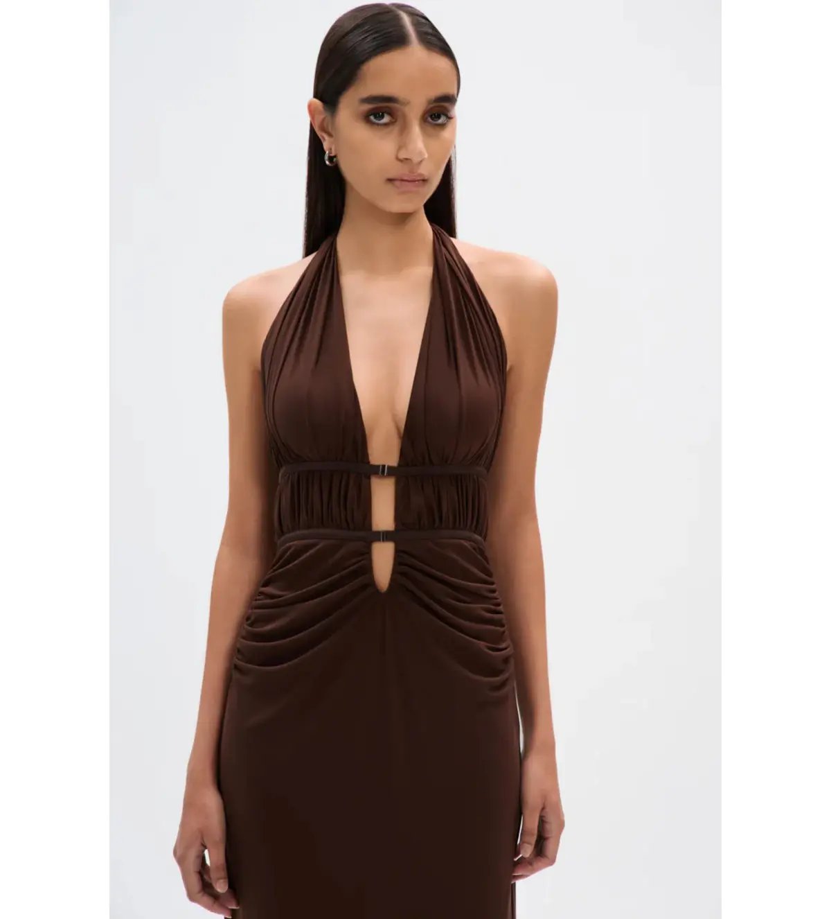 Misha Collection The Celine Dress in Mesh Espresso Brown M/ Size AU 10 photo 4