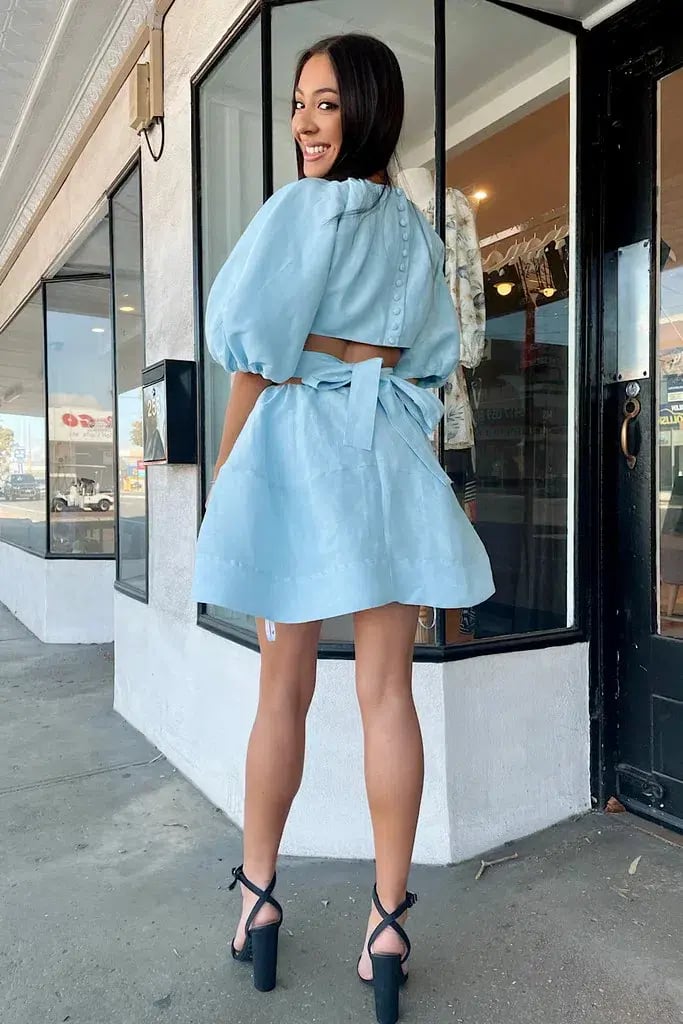 Aje Psychedelia Cut Out Mini Dress in Pale Blue Size 4 photo 3