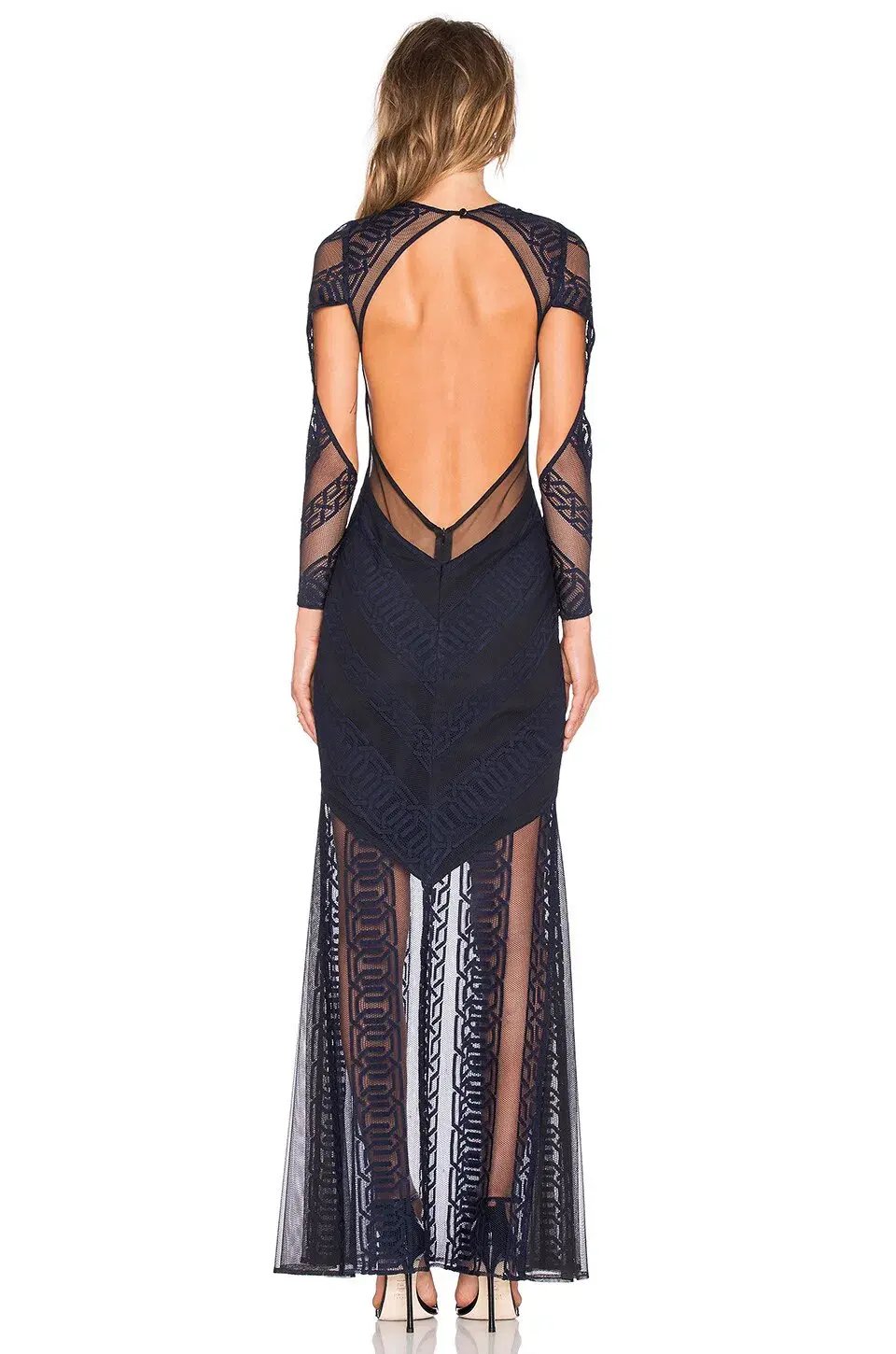 Shona Joy Ambrosia Backless Long Dress Navy Black One Size photo 3