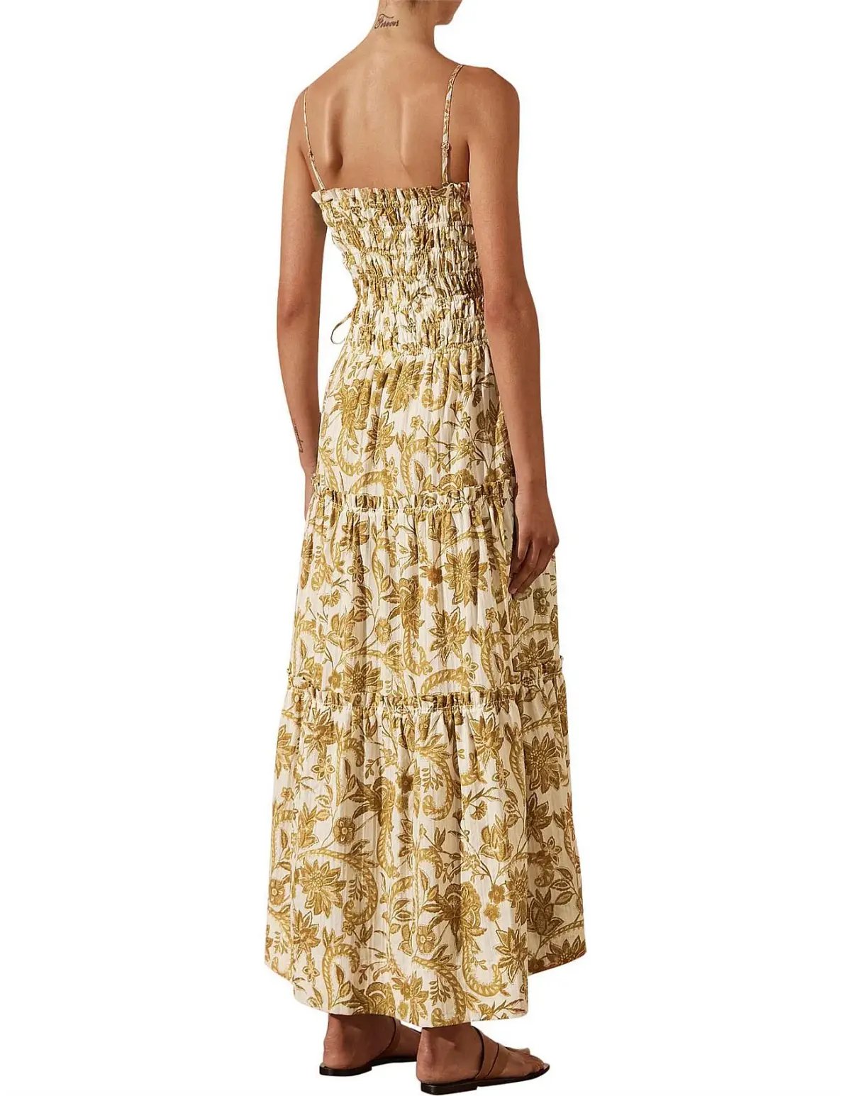 Shona Joy Saffron Shirred Tiered Midi Dress Floral Print Size AU 14 photo 2