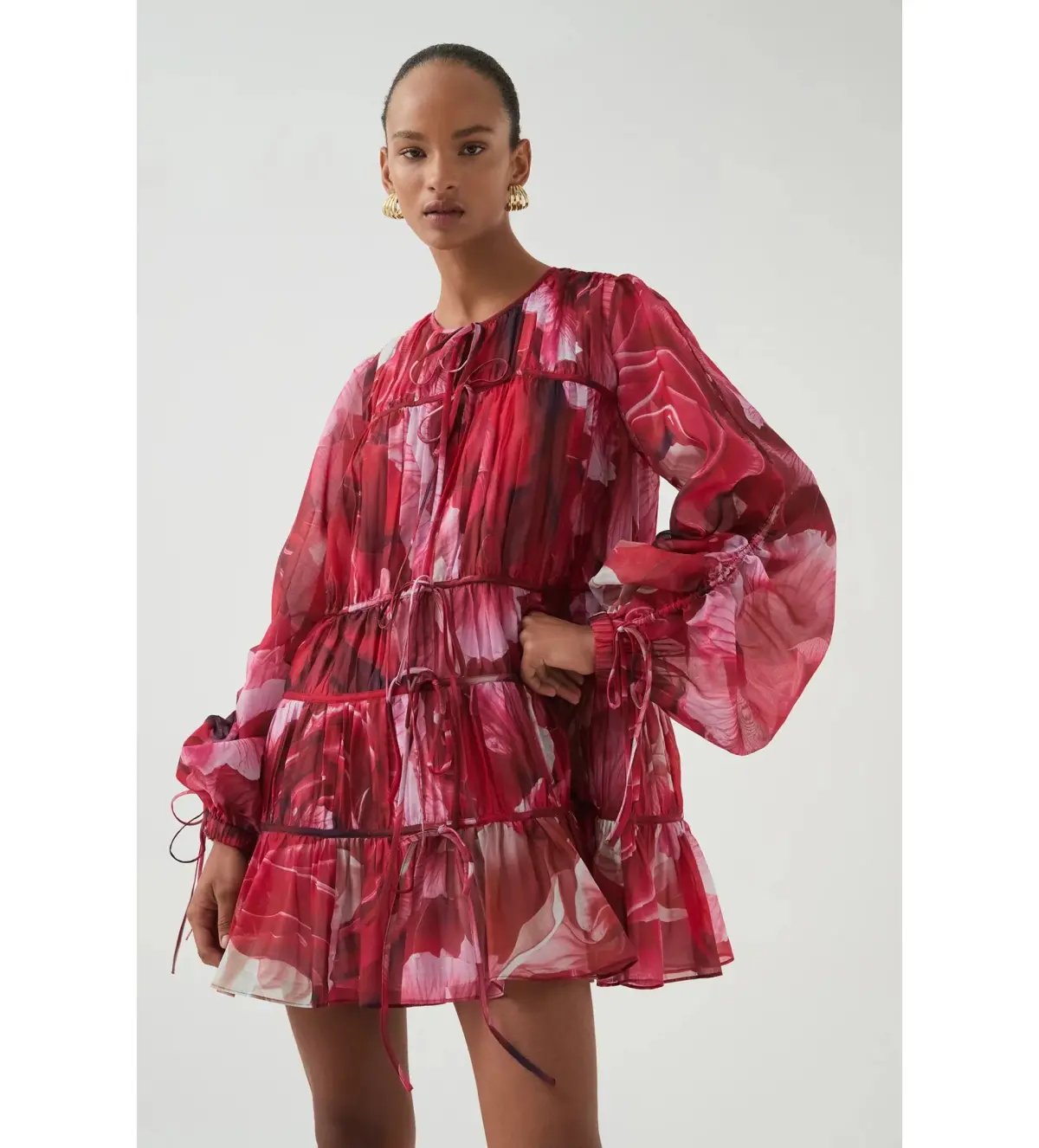 Aje Flora Mini Dress Prismatic Floral Red Size AU 16 photo 6