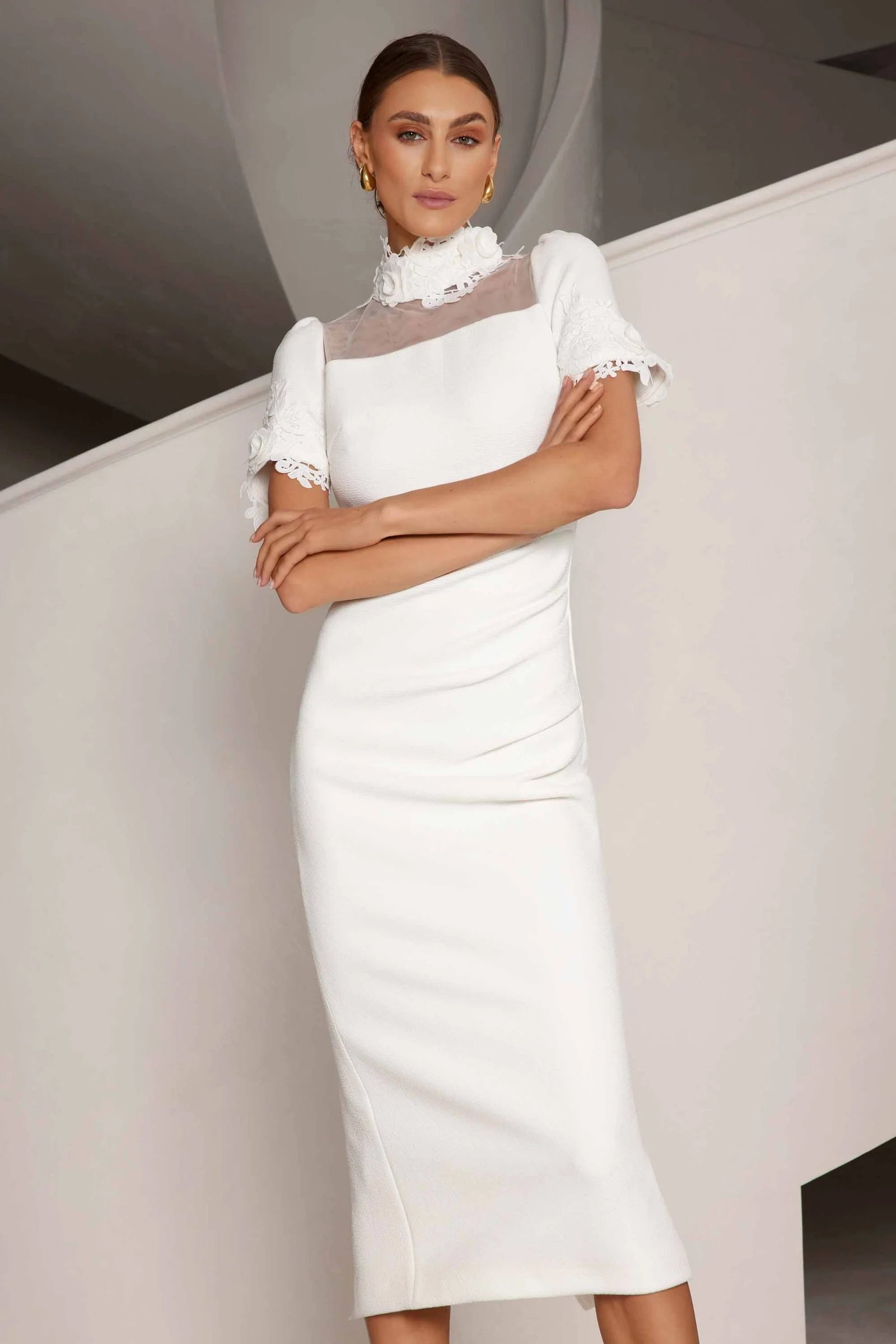 ELLE ZEITOUNE ANNE MIDI DRESS - WHITE photo 2