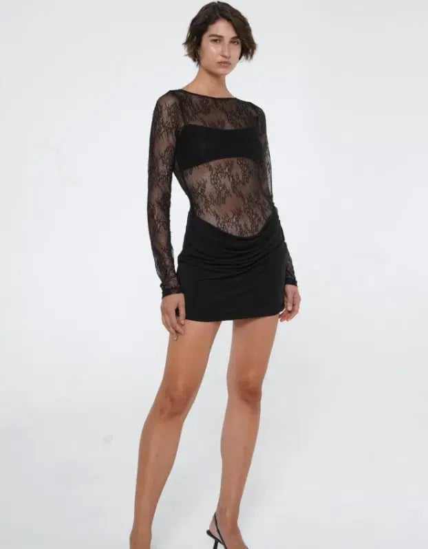 Benni Yana Lace Mini Dress Black Size 8 photo 2