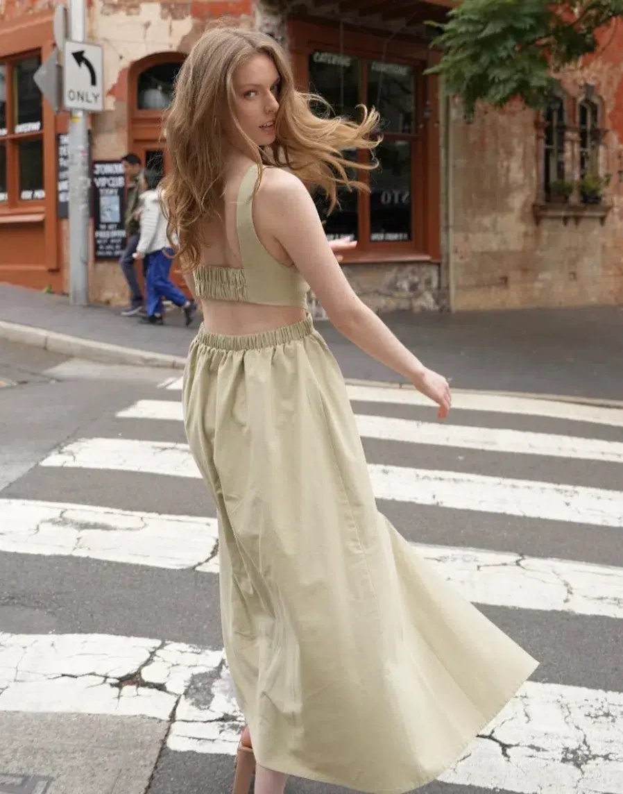 Pasduchas Blair Midi Dress Green Size 14 photo 2