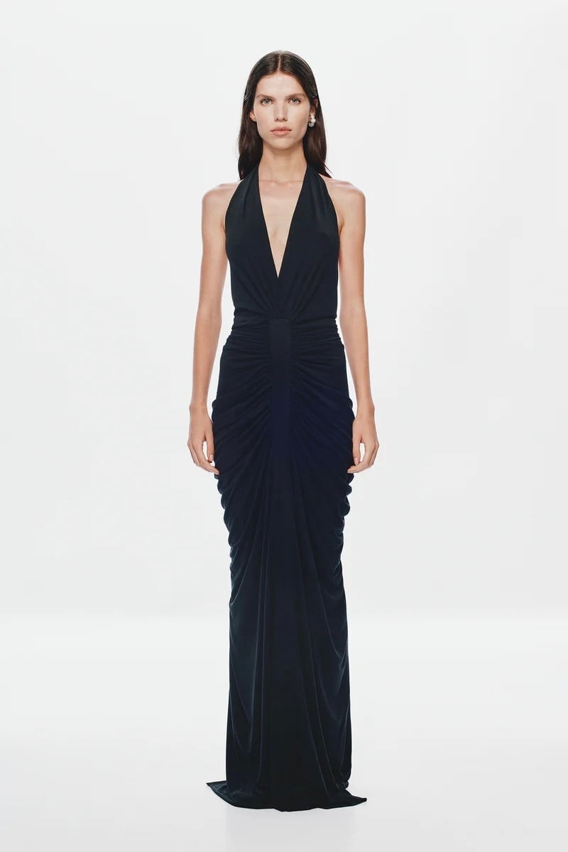 Misha Collection Venus Gathered Cupro Dress - Black photo 4