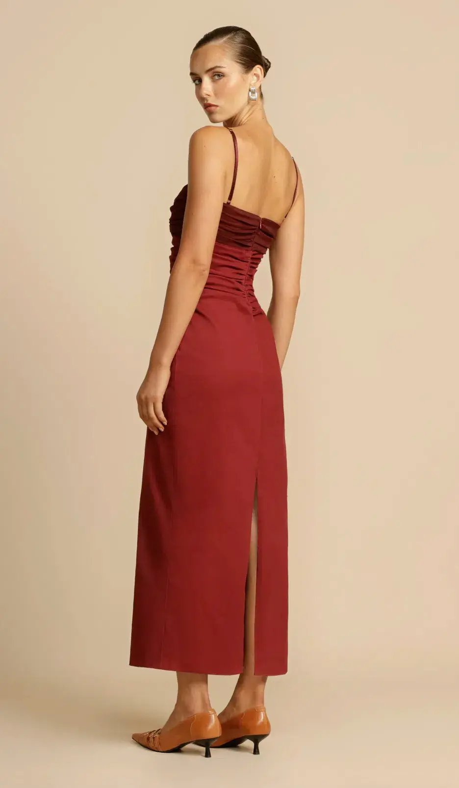 Arcina Ori Kinsley Dress Maxi Burgundy Size AU 8 photo 5