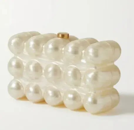 Cult Gaia The Bubble Acrylic Pearl Clutch Bag Cream White photo 2