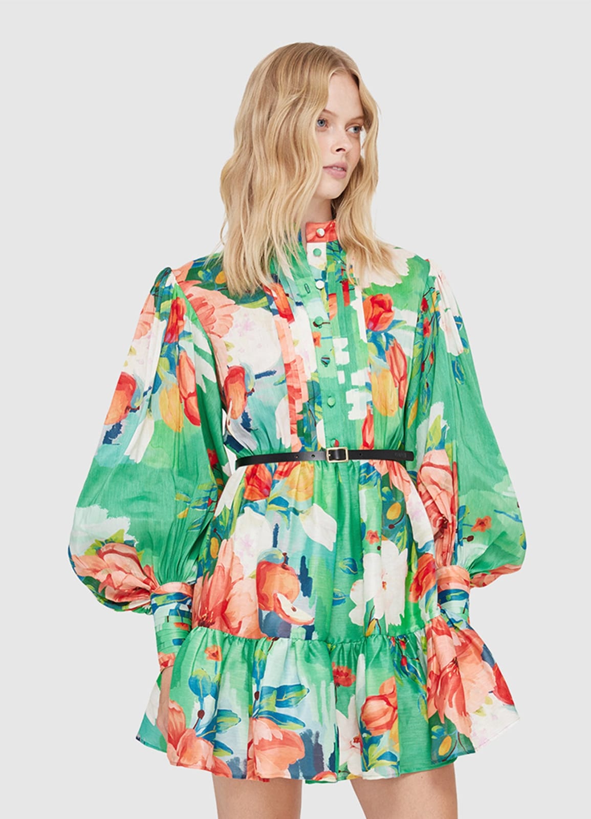 Leo & Lin Florescence Silk Linen Mini Dress photo 2