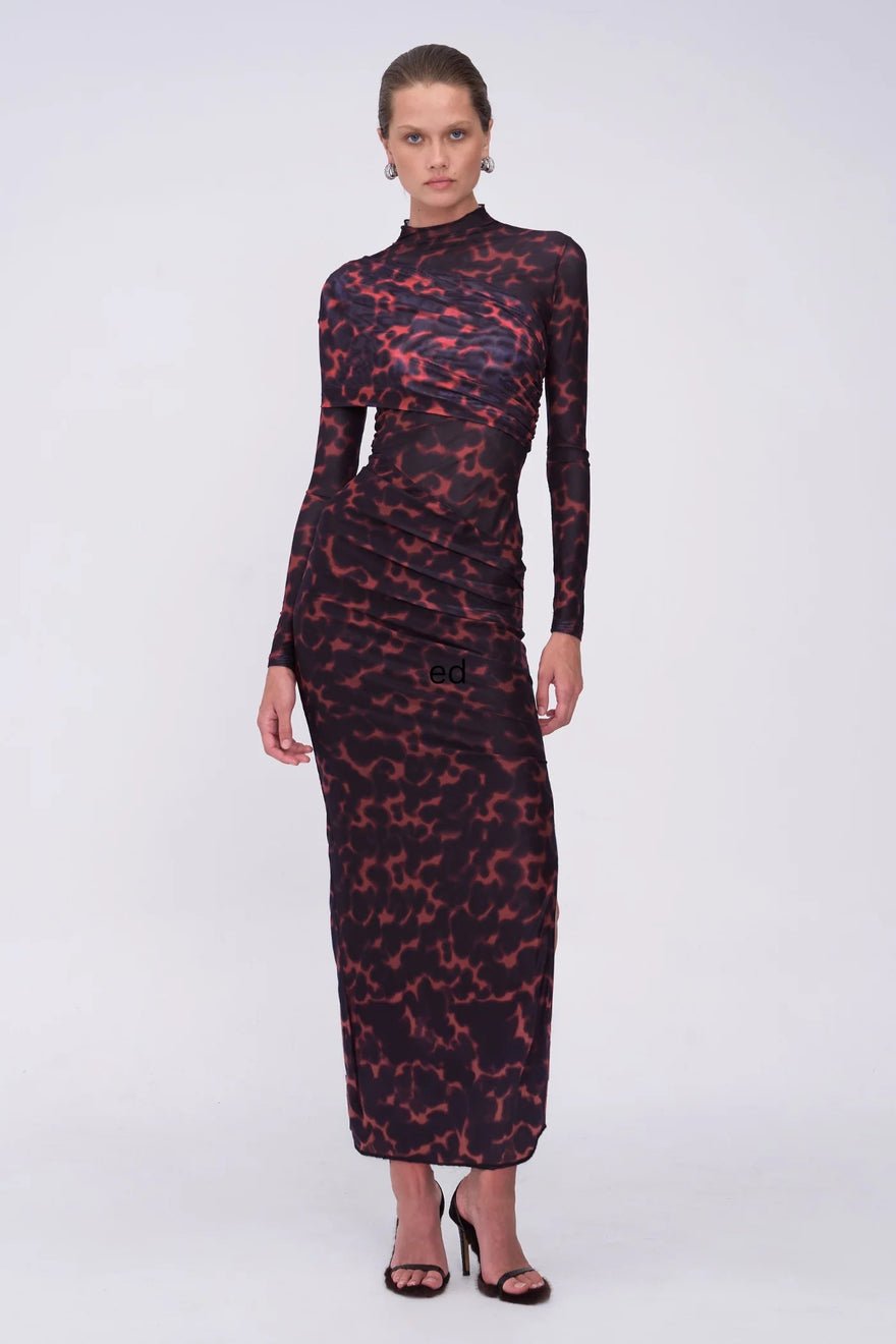 Suboo Remi Tortoiseshell Maxi Dress - Chocolate photo 2