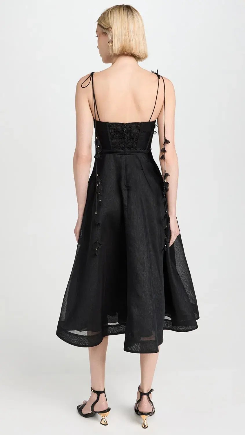 Zimmermann Natura Corset Midi Dress Black Size 3 / AU 14 photo 5
