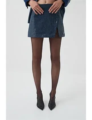 Aje Studio REFLECT DENIM MINI SKIRT Navy Size 8 photo 4