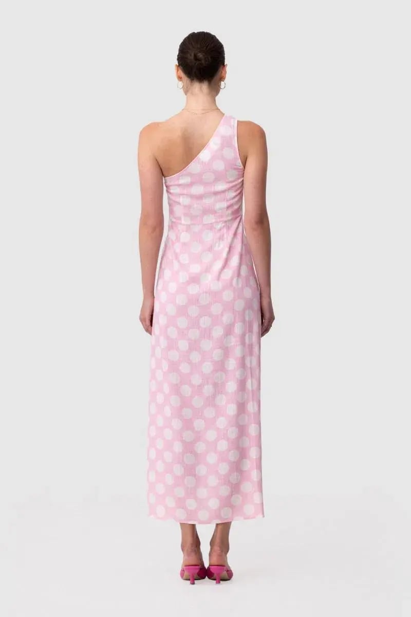 The Wolf Gang Ischia One Shoulder Maxi Dress Pink Spot Size 12 photo 3