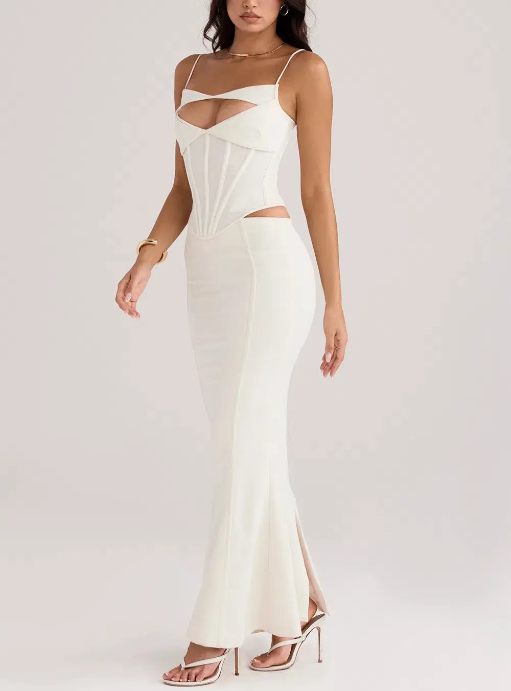 House of CB Paloma Corset Maxi Dress Ivory Size L / Au 12 photo 5