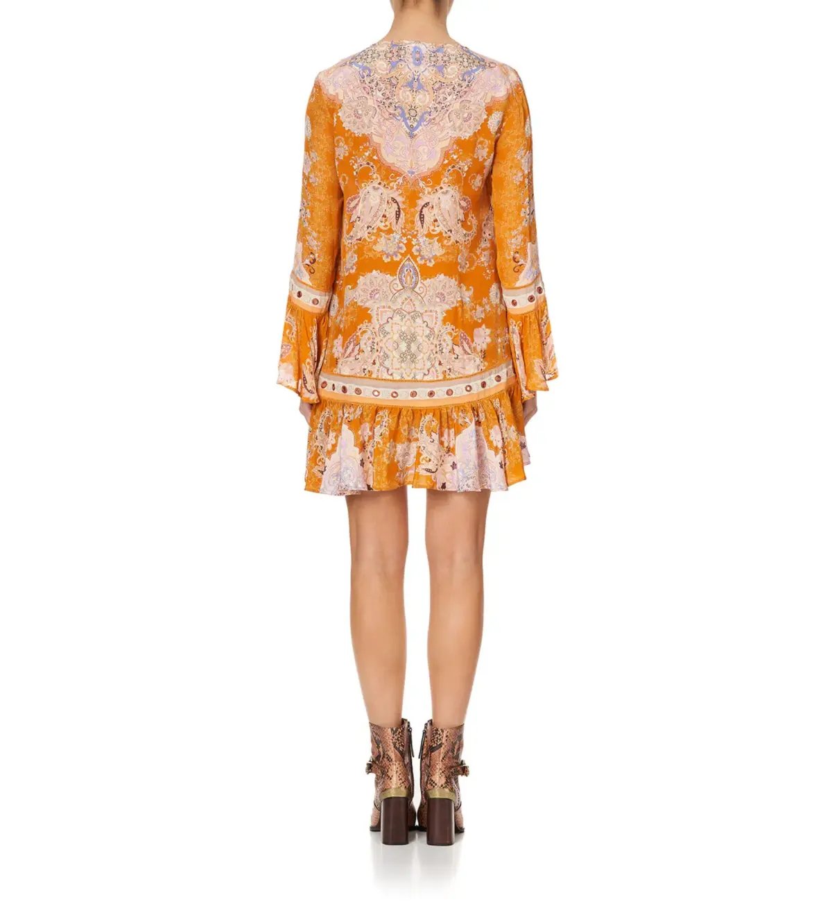 Camilla Marrakesh Maiden  Frill Hem Long Sleeve Dress Orange Size S / AU 10 photo 2