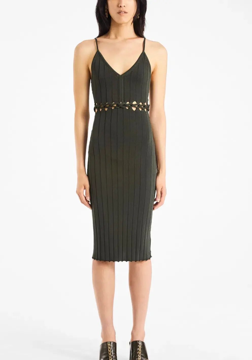 Dion Lee Braided Cami Dress Green Size 6 photo 3